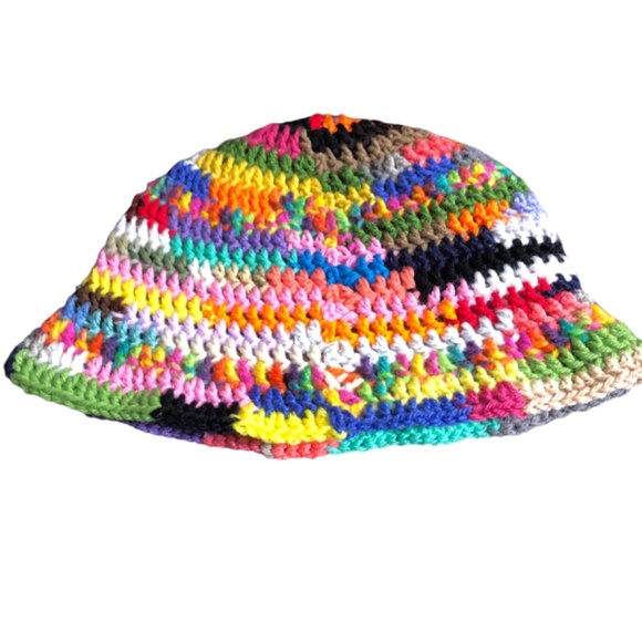 Crochet Multi Color Bucket Hat Bandana  Boho Handmade Crochet Spiritual Vibes main image 13